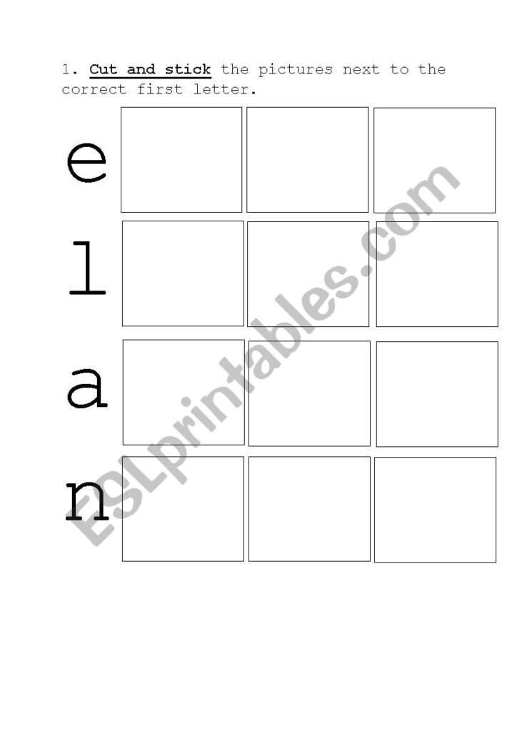 Phonics Worksheet: Letters E,l,a,n   Esl Worksheetdarlamm Intended For Letter E Worksheets Cut And Paste