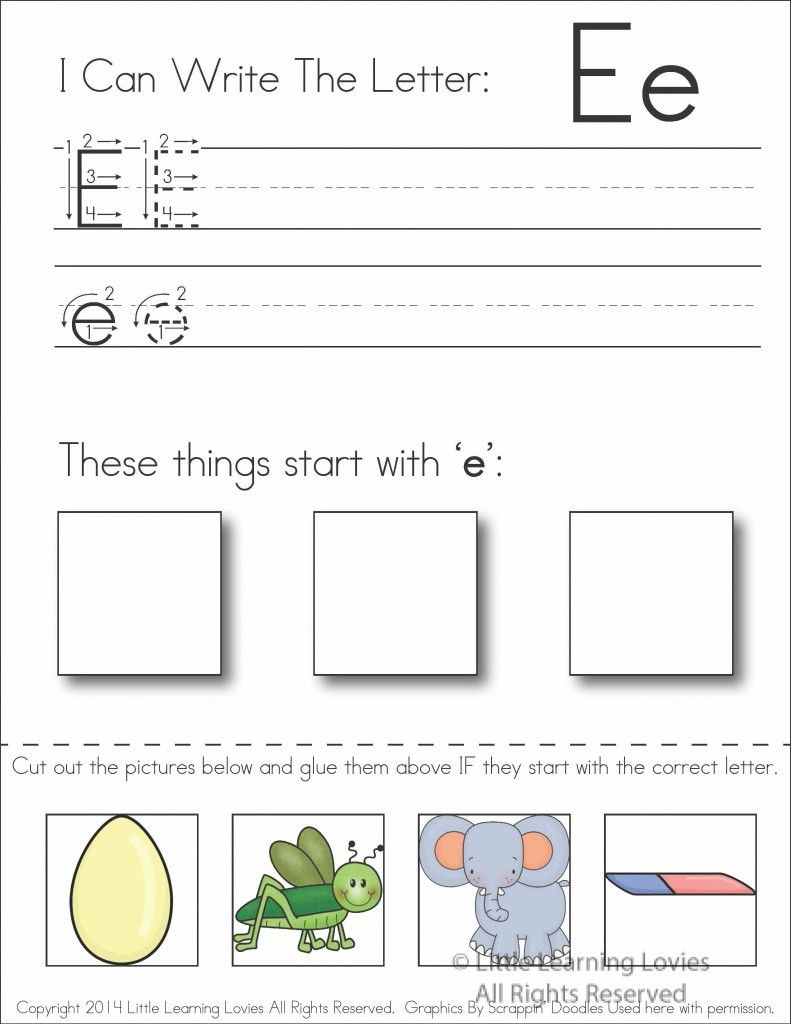 Pin On Classroom inside Letter E Worksheets Cut And Paste