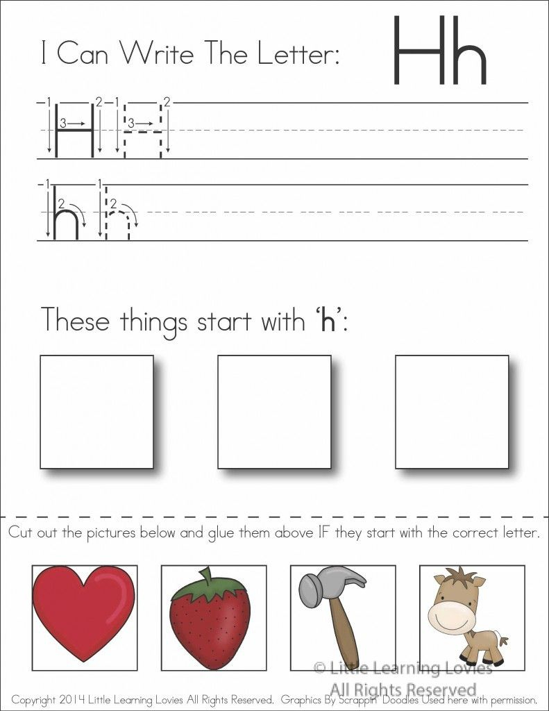 Pin On Education in Letter H Worksheets Cut And Paste