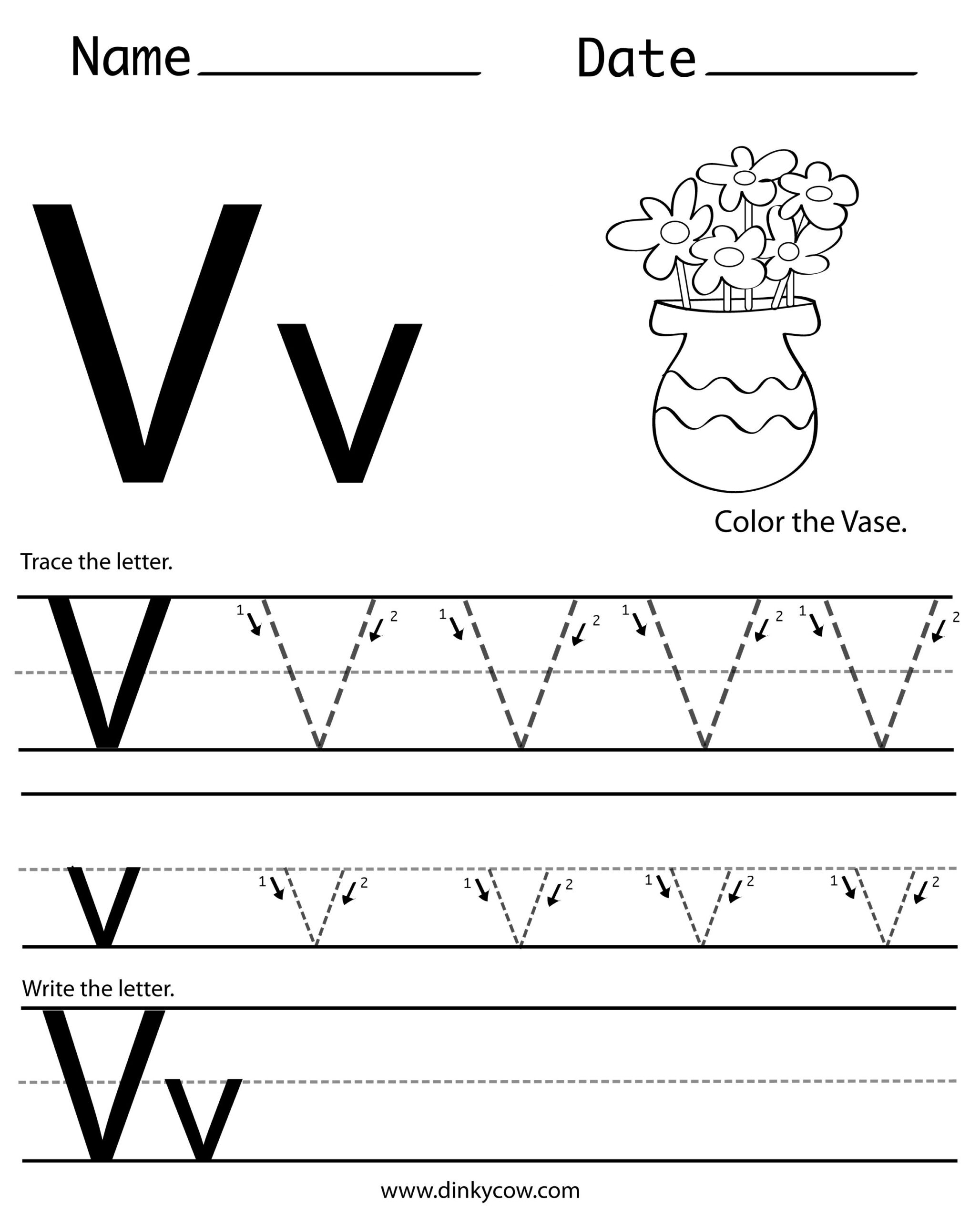 Letter V Worksheets Printable | AlphabetWorksheetsFree.com