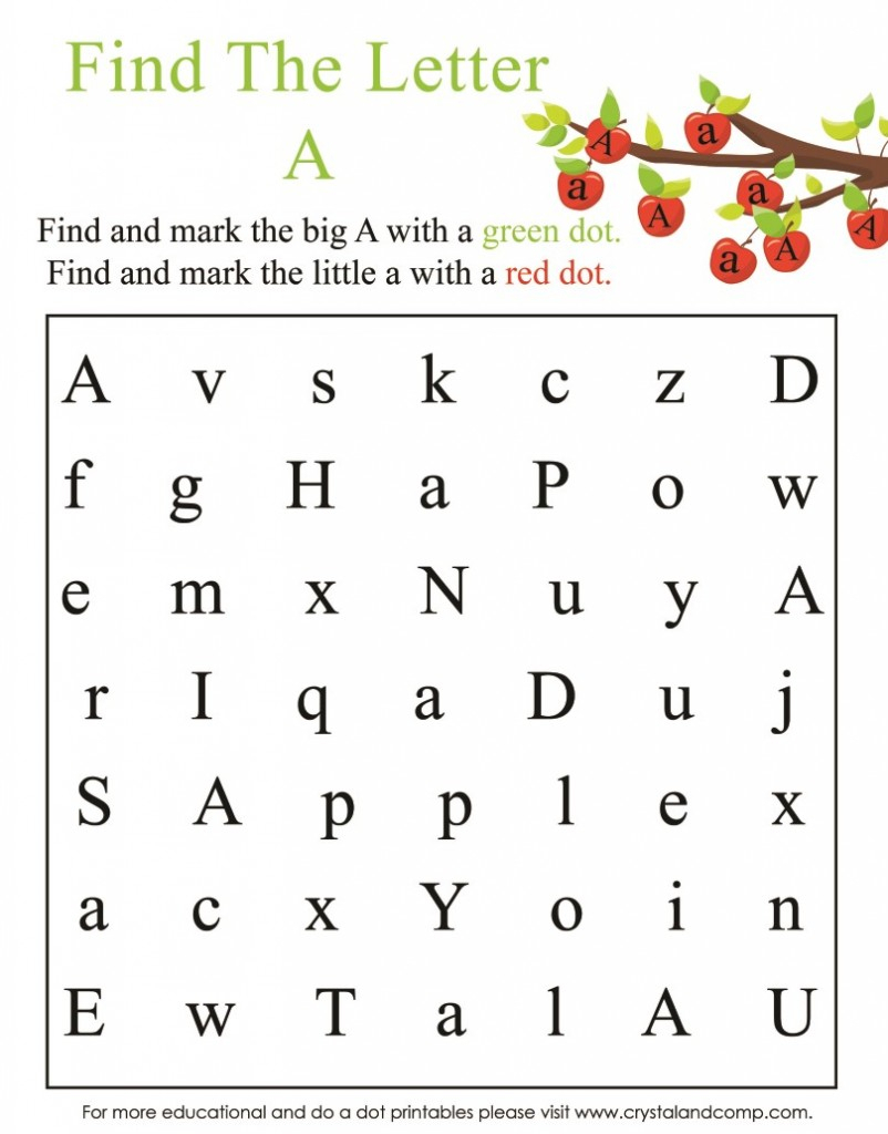 Preschool Do Dot Printables Is For Apple Long Worksheets for A Letter Worksheets Kindergarten