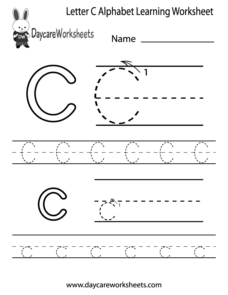 Preschool Letter C Alphabet Learning Worksheet Printable regarding Alphabet Learning Worksheets