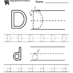 Preschool Letter D Alphabet Learning Worksheet Printable For Letter D Worksheets For Pre K