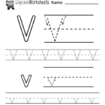 Preschoolers Can Color In The Letter V And Then Trace It Inside Preschool Alphabet V Worksheets