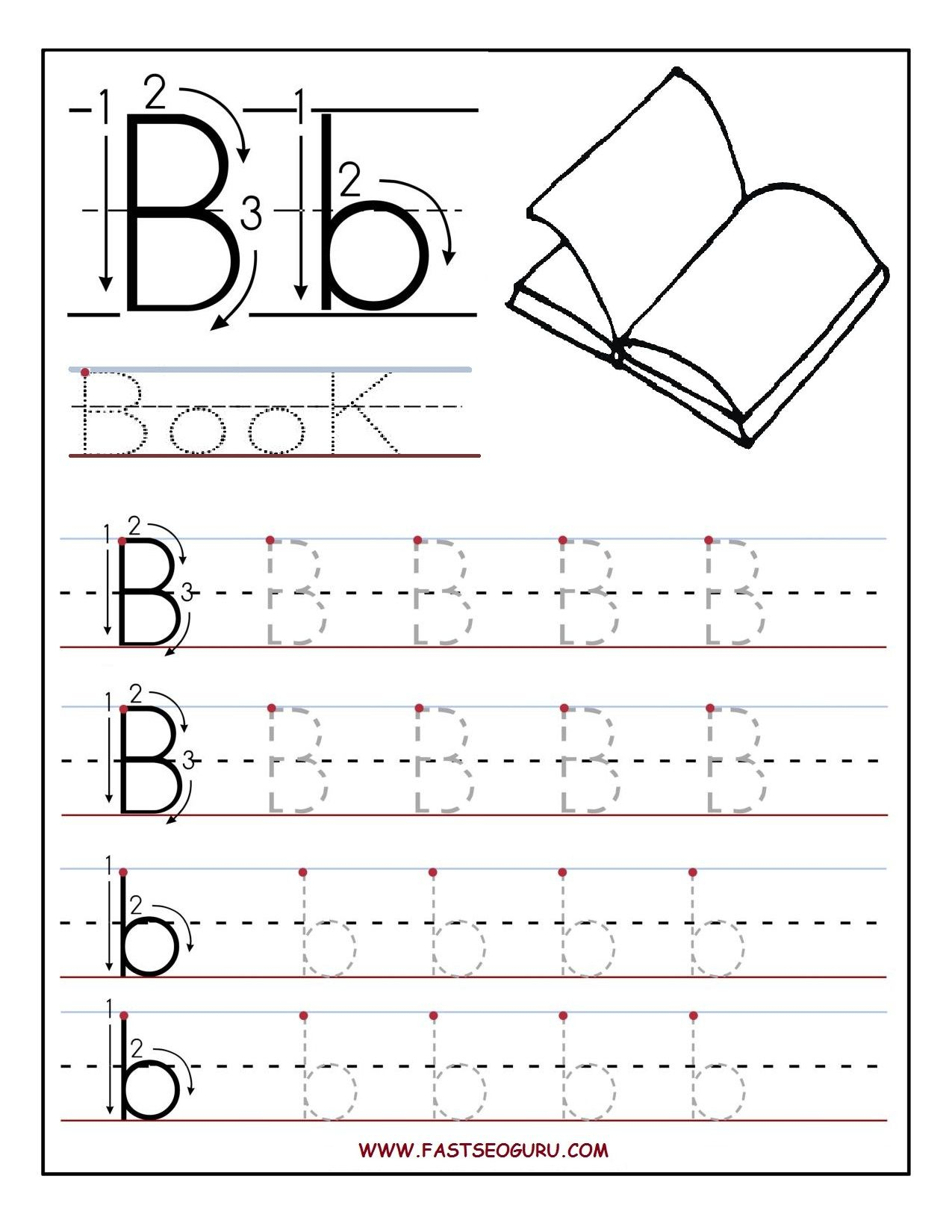 Printable Letter B Tracing Worksheets For Preschool in Letter B Worksheets For Prek