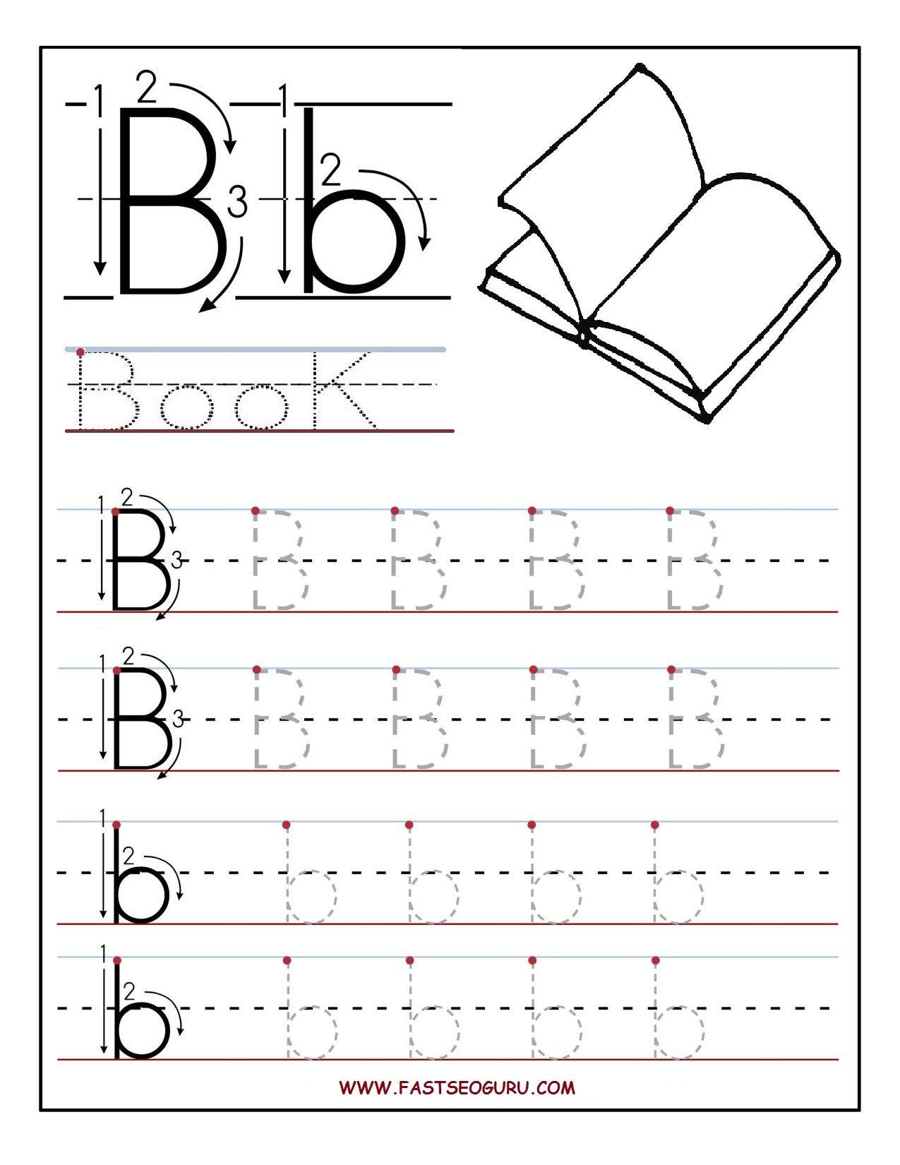 Printable Letter B Tracing Worksheets For Preschool pertaining to Letter B Worksheets Printable