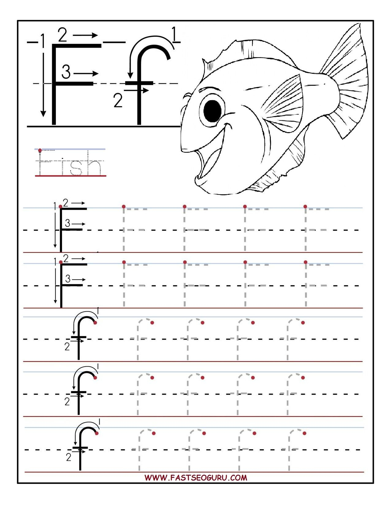 Printable Letter F Tracing Worksheets For Preschool within F Letter Worksheets