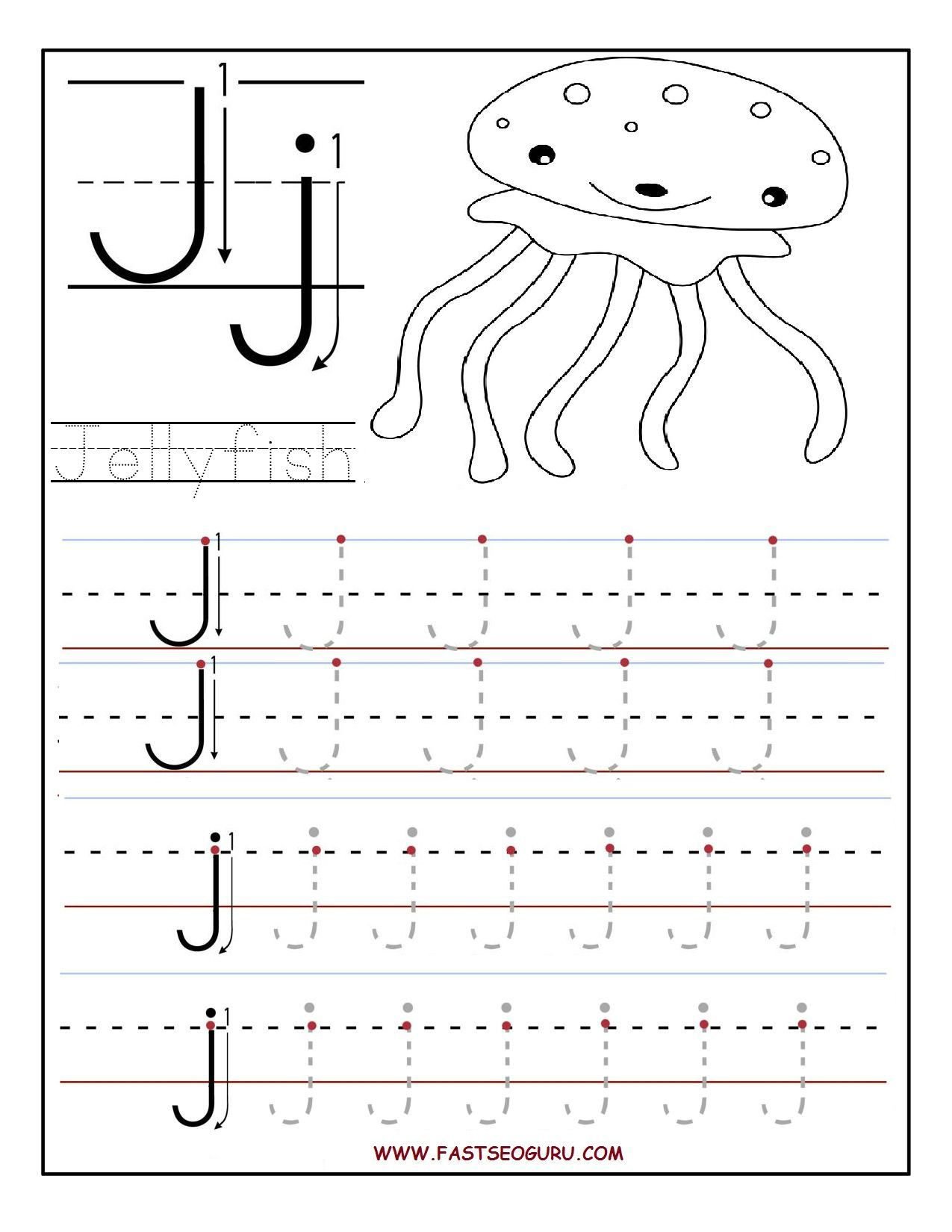Printable Letter J Tracing Worksheets For Preschool For within Alphabet J Worksheets