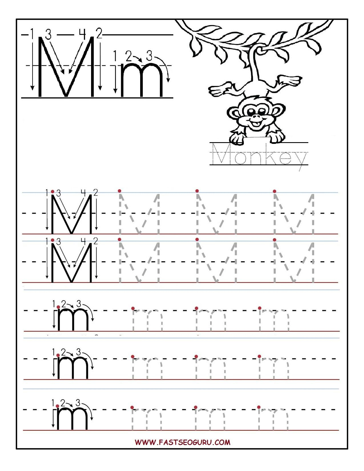 Printable Letter M Tracing Worksheets For Preschool for Letter M Worksheets For Preschoolers