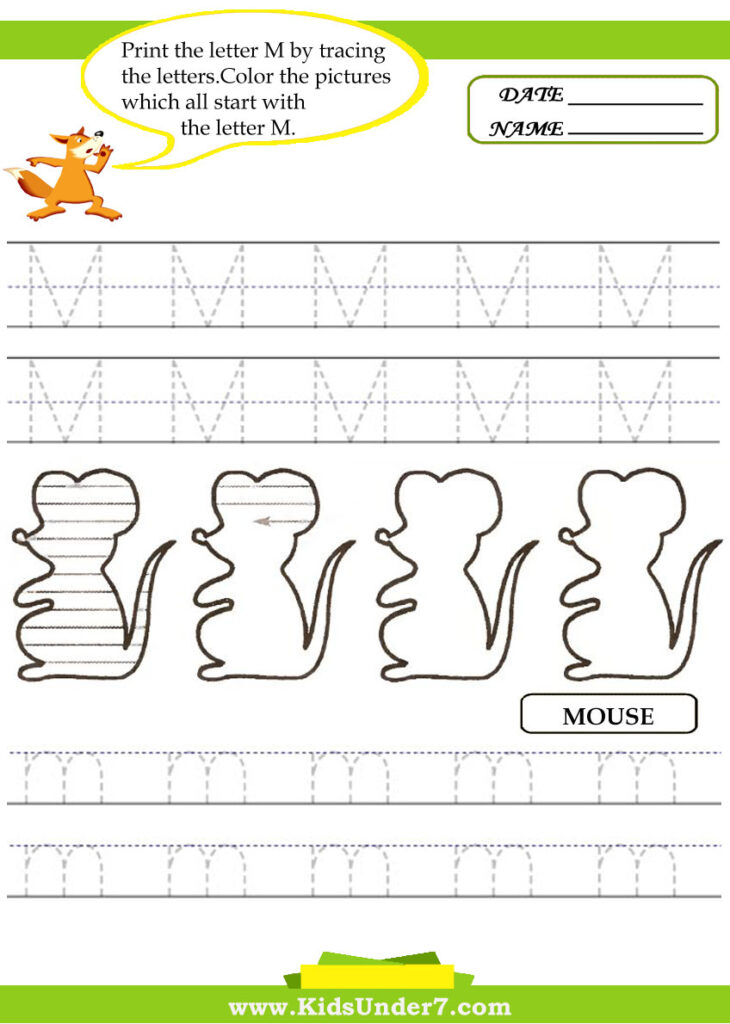 Printable Letter M Tracing Worksheets For Preschool Within Letter M Worksheets For First Grade