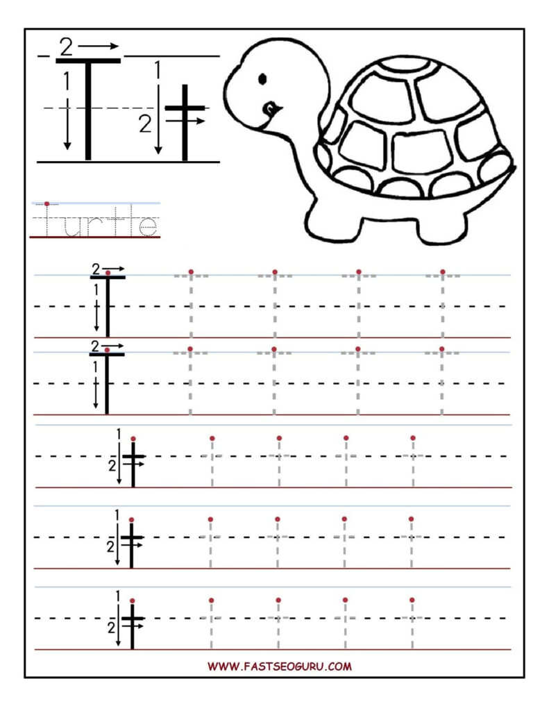 Printable Letter T Tracing Worksheets For Preschool | Letter Intended For T Letter Worksheets