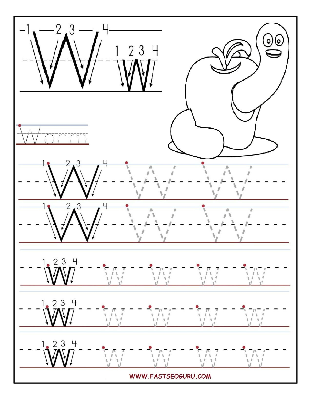 Printable Letter W Tracing Worksheets For Preschool within Letter W Worksheets For Preschool