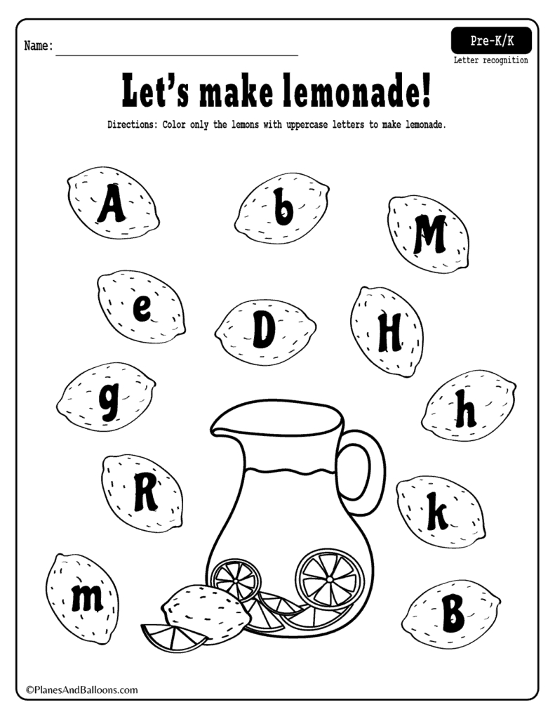 Summer Lemonade Fun: Letter Recognition Worksheets Pdf Set in Alphabet Recognition Worksheets For Kindergarten