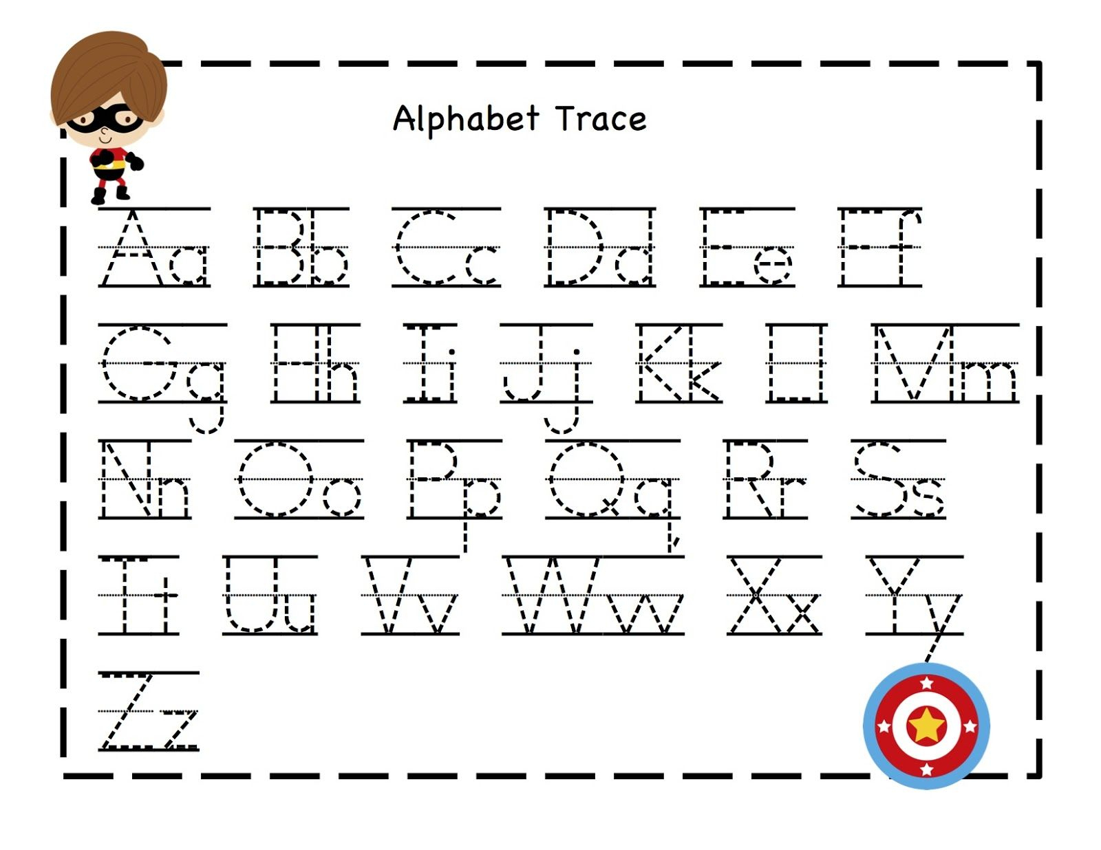 Super Hero Abc Tracing Sheets 1 within Alphabet Worksheets For Preschoolers Printable