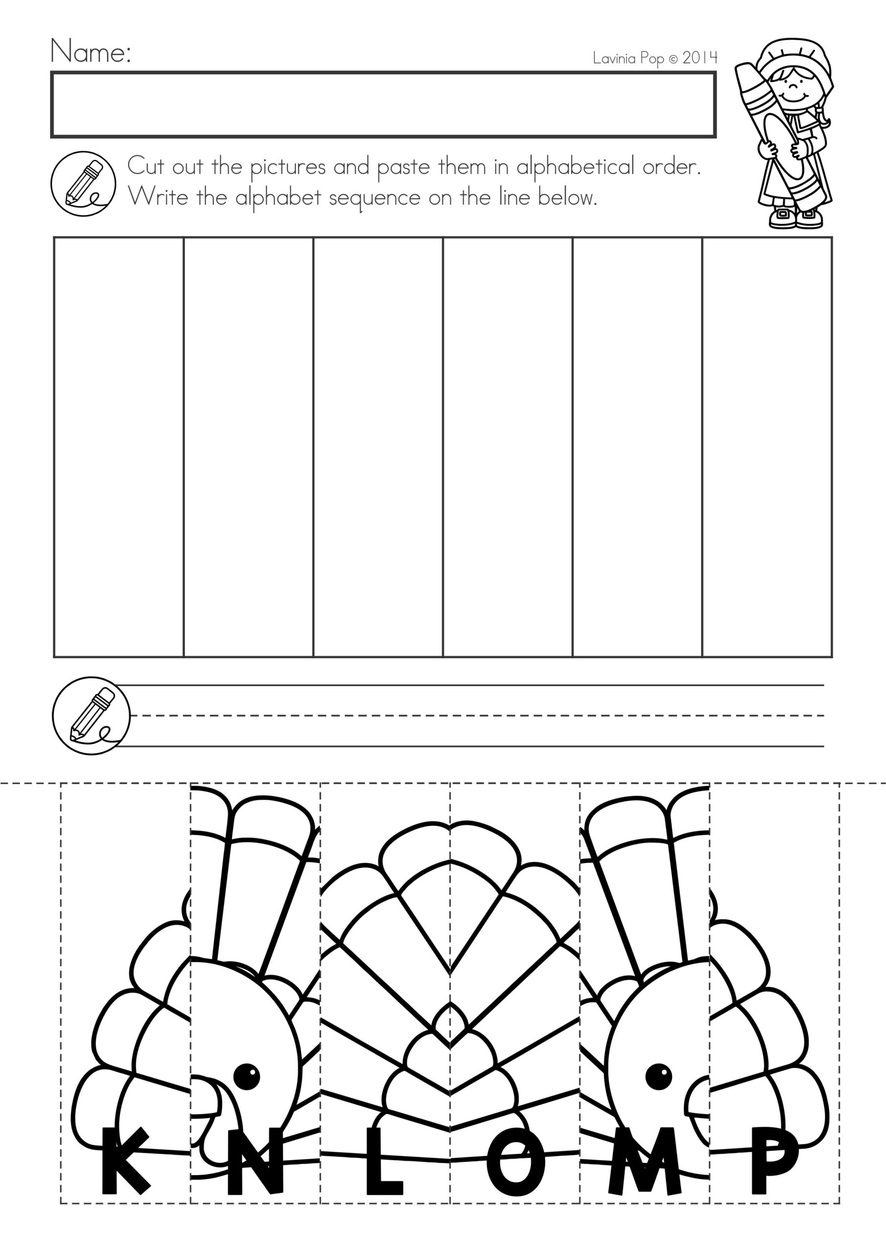 Thanksgiving Math &amp;amp; Literacy Worksheets And Activities with Letter Matching Worksheets Cut And Paste