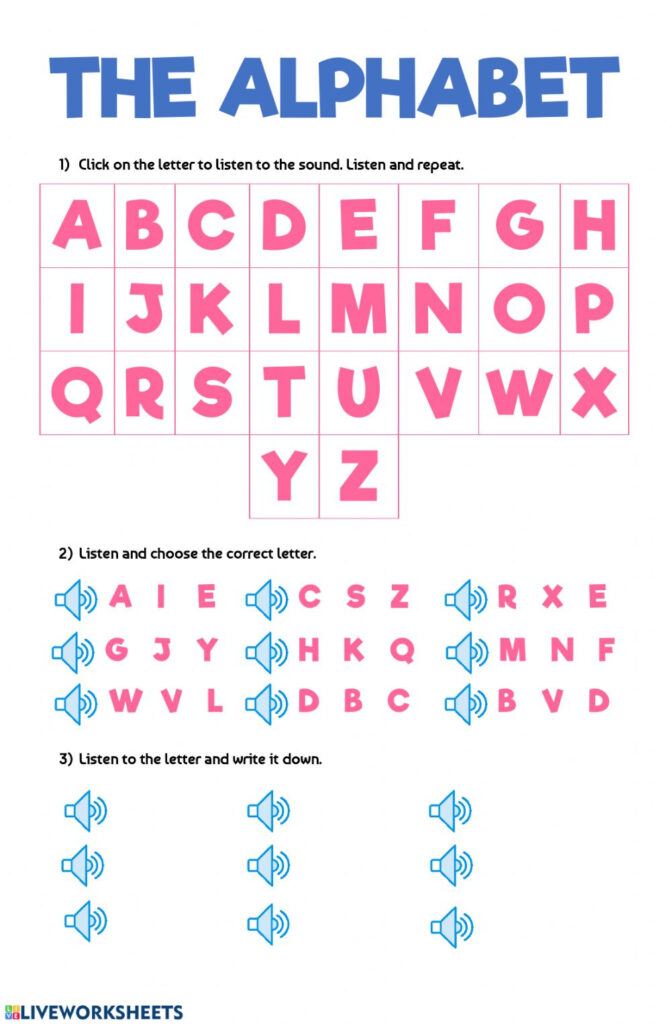 The Alphabet: Alphabet Worksheet Throughout The Alphabet Worksheets Esl