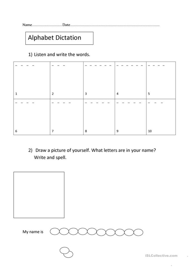 The Alphabet Dictation And Spelling   English Esl Worksheets Inside Alphabet Dictation Worksheets
