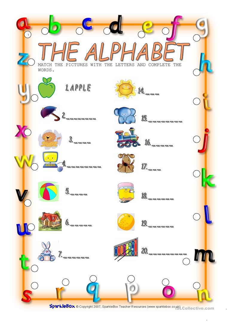 The Alphabet - English Esl Worksheets in Alphabet Worksheets Sparklebox