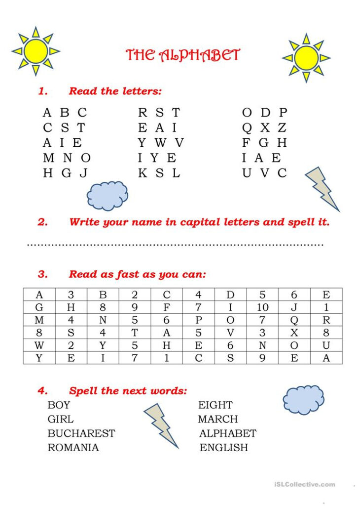 The Alphabet   English Esl Worksheets Pertaining To Alphabet Spelling Worksheets