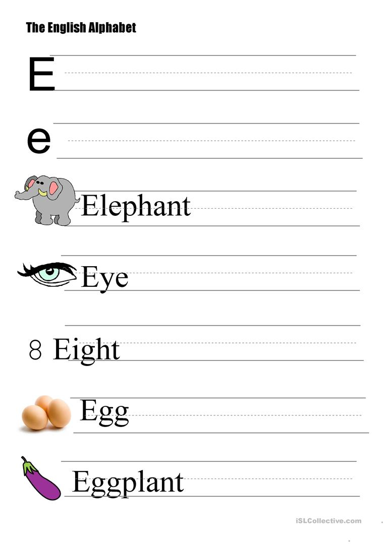 The Alphabet - Letter E - English Esl Worksheets intended for Alphabet Worksheets Letter E