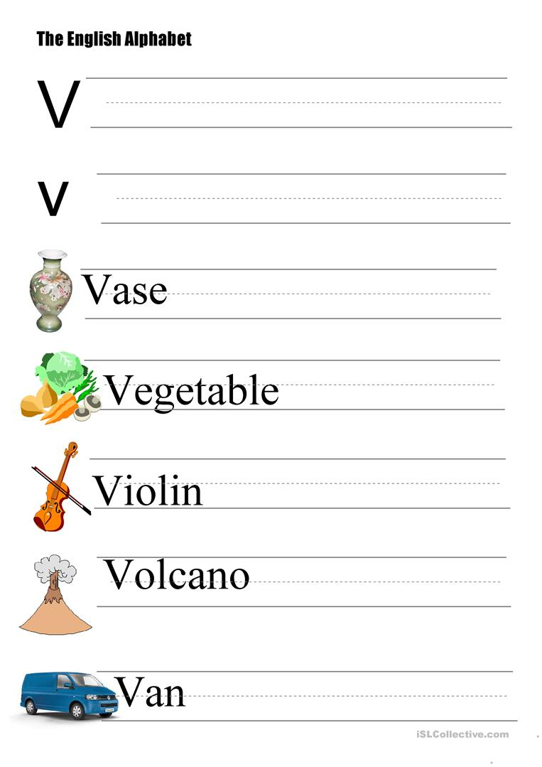 The Alphabet - Letter V - English Esl Worksheets in Alphabet V Worksheets