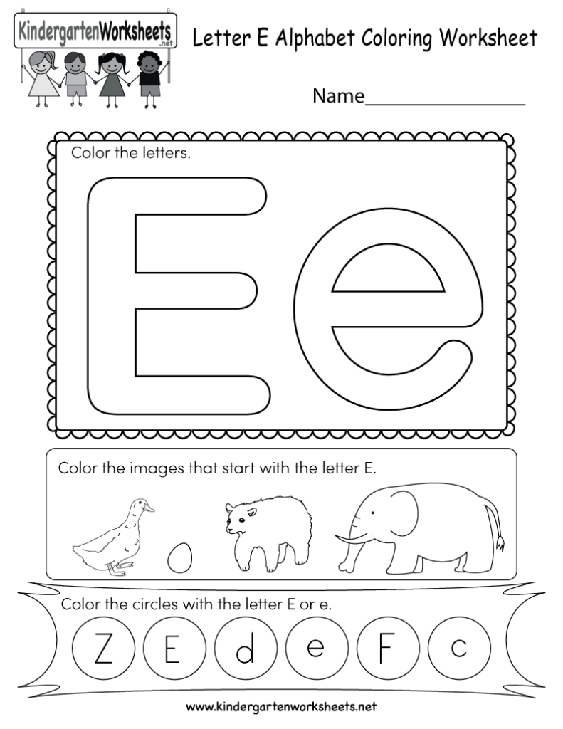 This Is A Fun Letter E Coloring Worksheet. Kids Can Color Pertaining To E Letter Worksheets Kindergarten