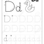 Tracing Alphabet Letter D. Black And White Educational Pages.. Intended For D Letter Worksheets