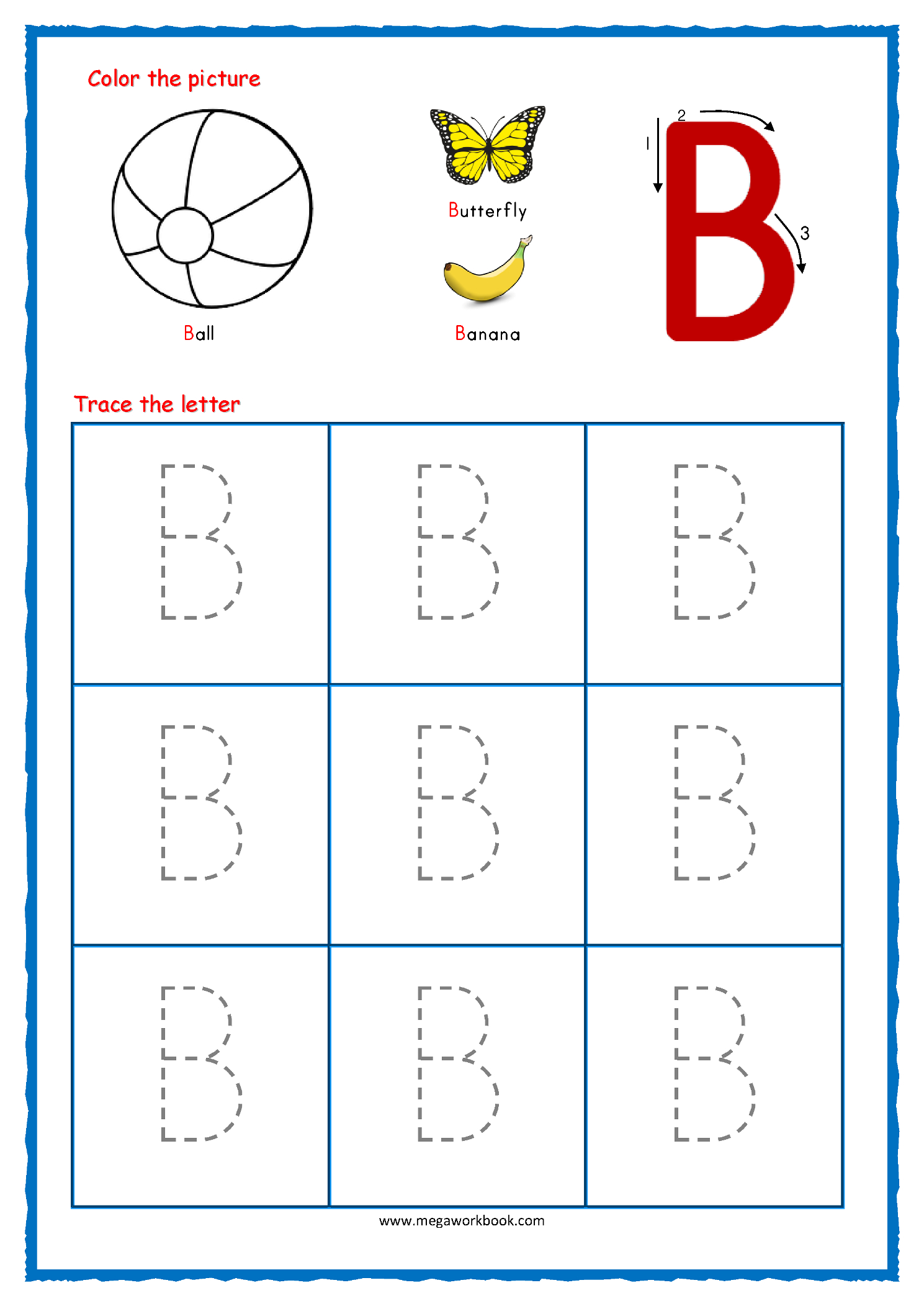 Tracing Letters - Alphabet Tracing - Capital Letters with Alphabet Tracing Worksheets B