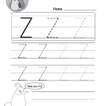Uppercase Letter Z Tracing Worksheet   Doozy Moo Pertaining To Letter Z Worksheets For Kindergarten