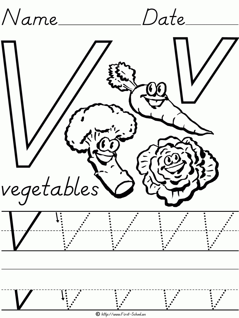 V Is For Vegetables | Letter Worksheets For Preschool for Letter V Worksheets Pre K