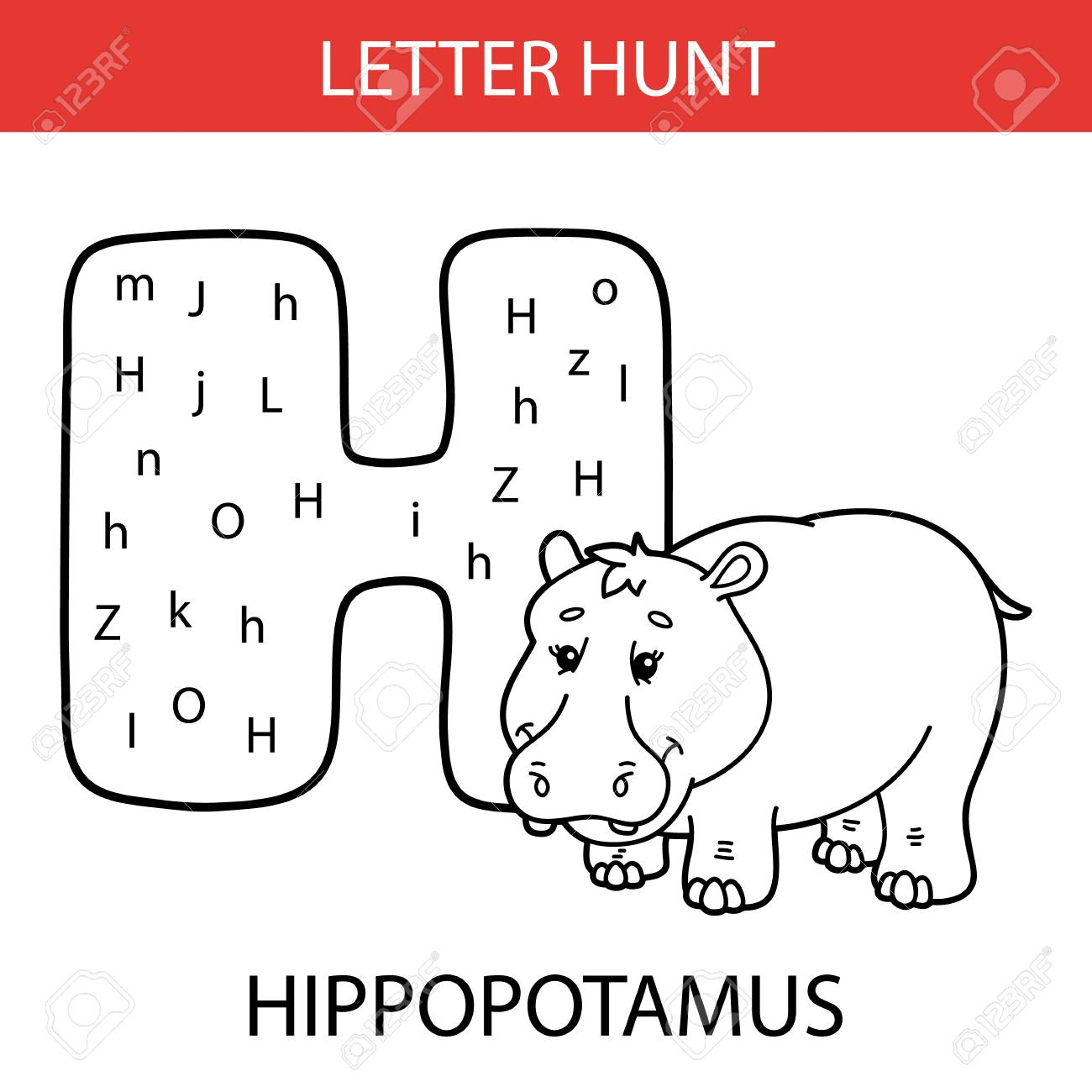 Vector Illustration Of Printable Kids Alphabet Worksheets Educational.. for Alphabet Hunt Worksheets