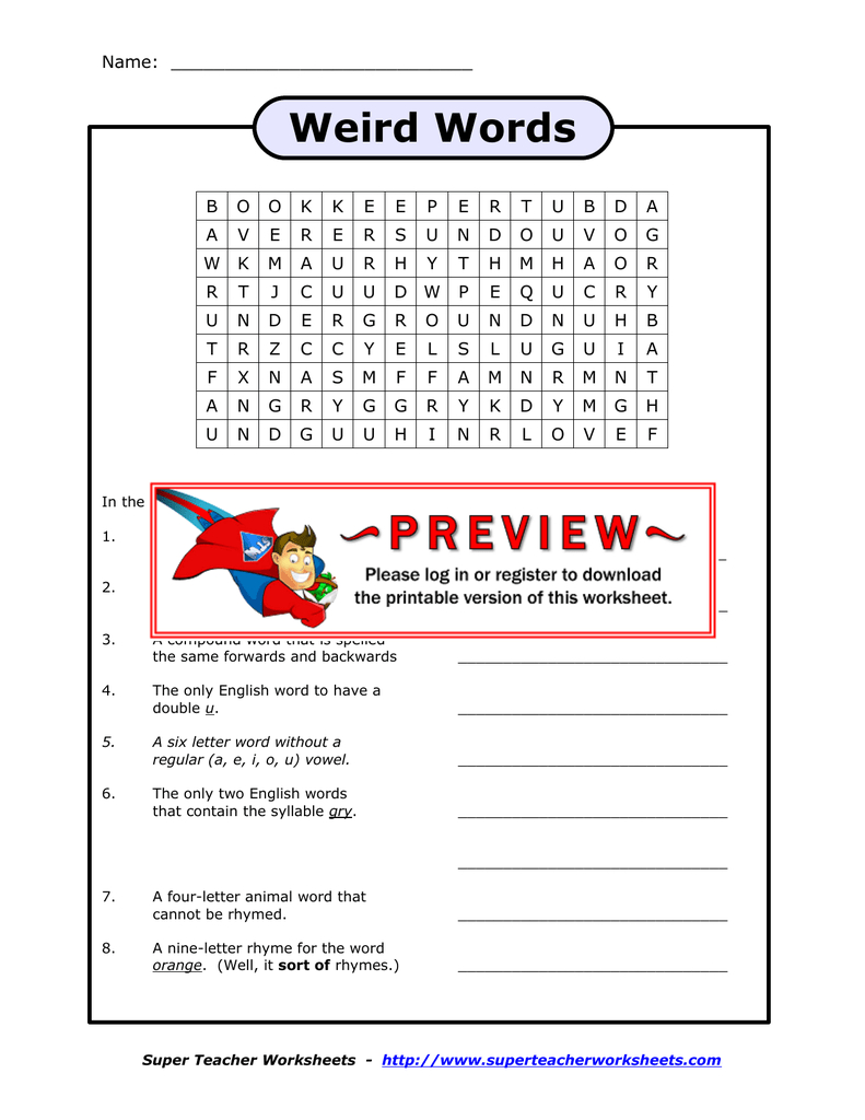 Weird Words   Super Teacher Worksheets Regarding Letter C Worksheets Super Teacher