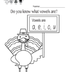 What Letters Are Vowels? Worksheet (Thanksgiving Vowel Regarding Vowel Alphabet Worksheets