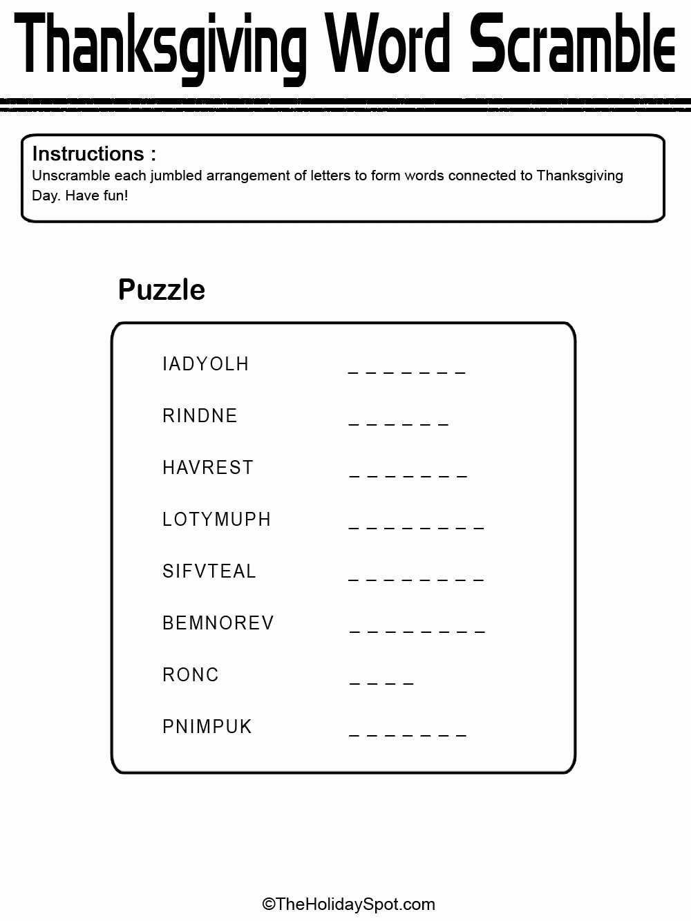Word Scramble Worksheets With Answers | Thanksgiving Word with regard to Alphabet Jumble Worksheets