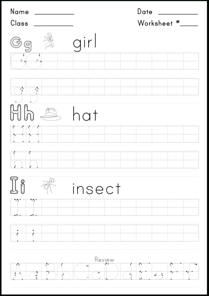 Worksheet For Writing The Letters G,h, And I.   Super With Alphabet Worksheets H