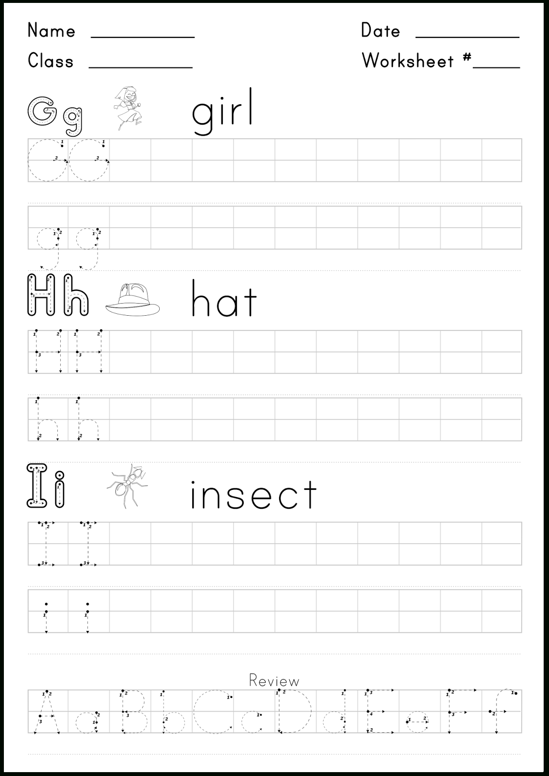 Worksheet For Writing The Letters G,h, And I. - Super with Alphabet Worksheets H