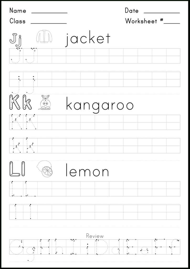 Worksheet For Writing The Letters J,k, And L.   Super For Letter Worksheets Review