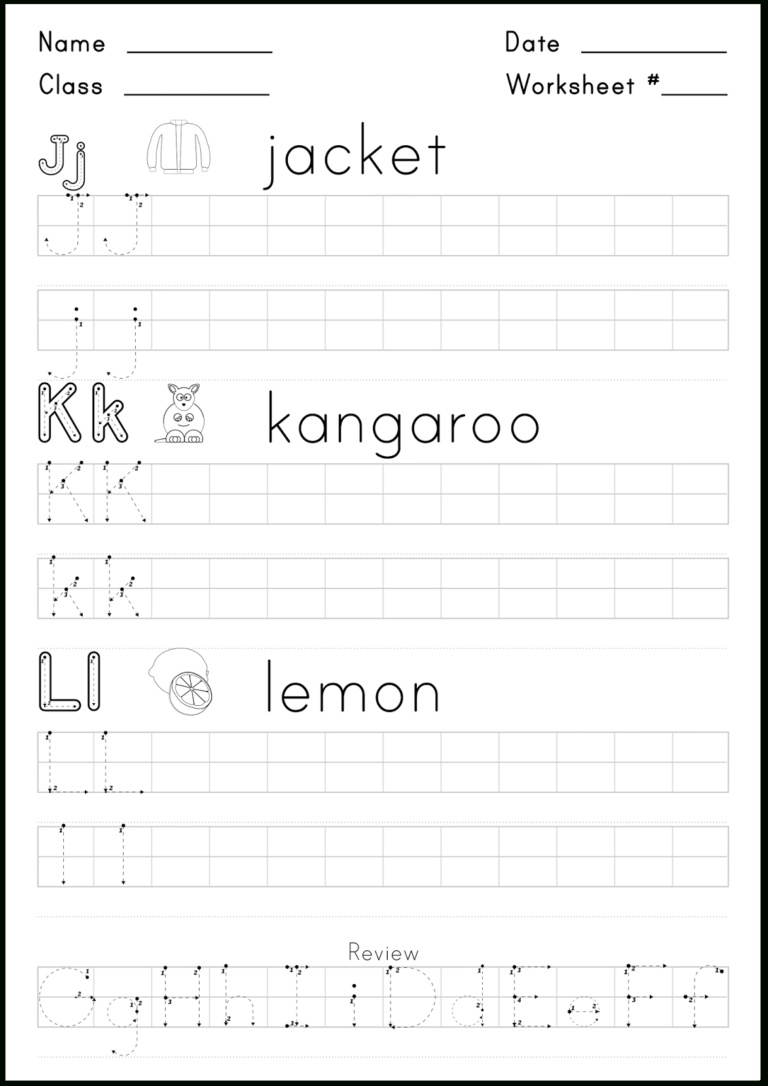 Worksheet For Writing The Letters J,k, And L. - Super for Letter ...