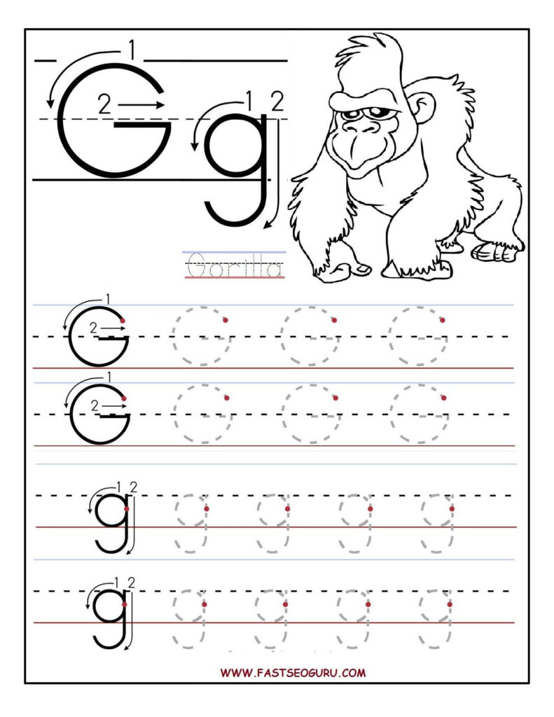 Worksheets For Preschoolers | Printable Letter G Tracing Throughout Alphabet G Worksheets