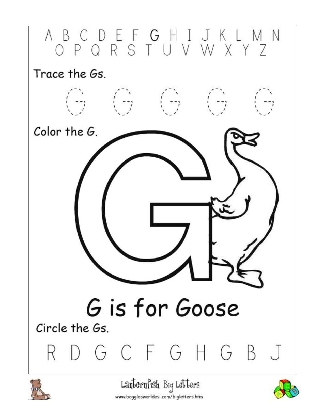 15 Images Of Printable Alphabet Letter Worksheets with regard to Letter G Worksheets For Pre K