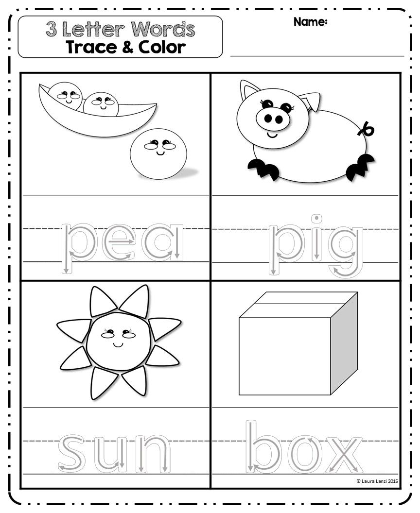 3 Letter Words Puzzles for Letter 3 Tracing