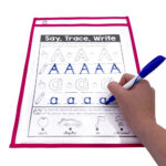 50 Pack Multi Color Dry Erase Pocket Sleeves Pertaining To Letter Tracing Dry Erase Board