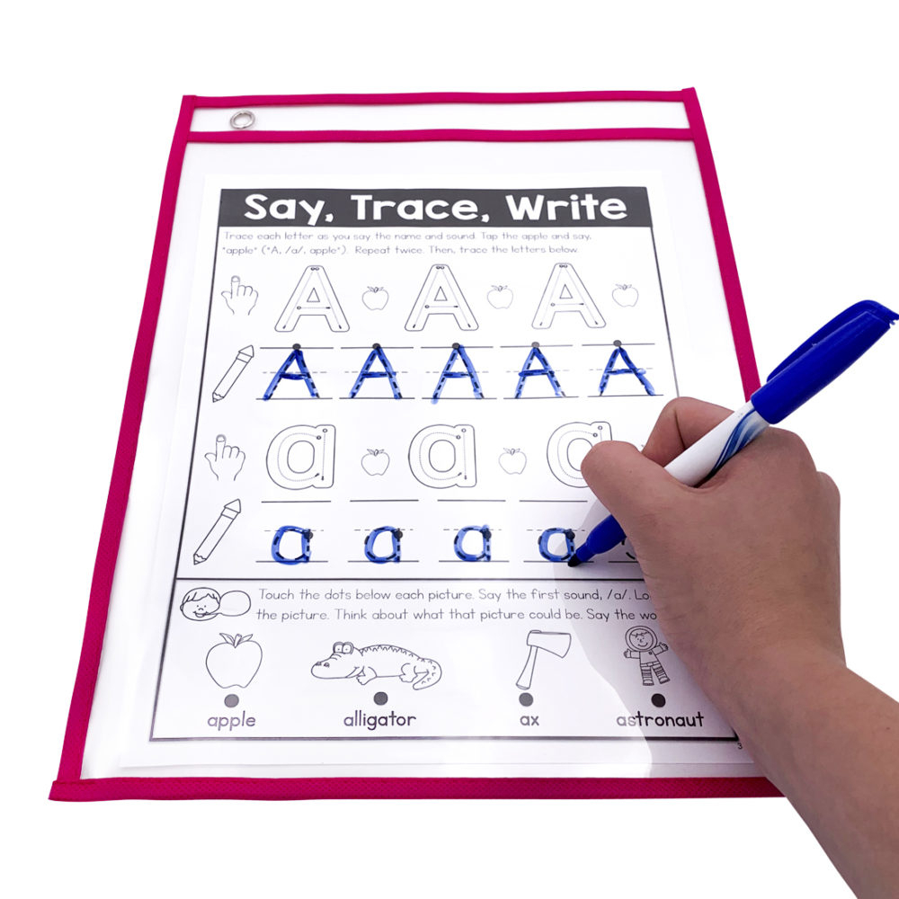 50 Pack Multi Color Dry Erase Pocket Sleeves pertaining to Letter Tracing Dry Erase Board