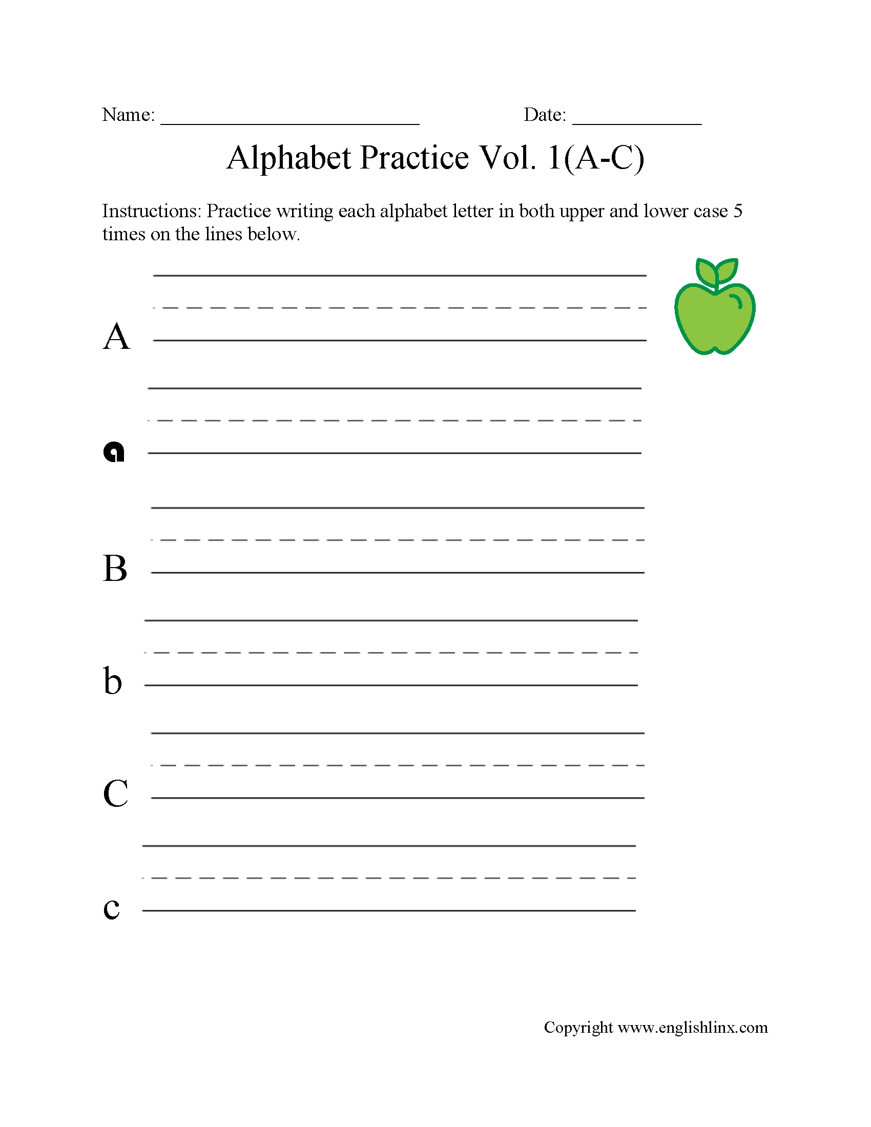 A To C Writing Alphabet Worksheet | Alphabet Writing within Alphabet Worksheets Writing