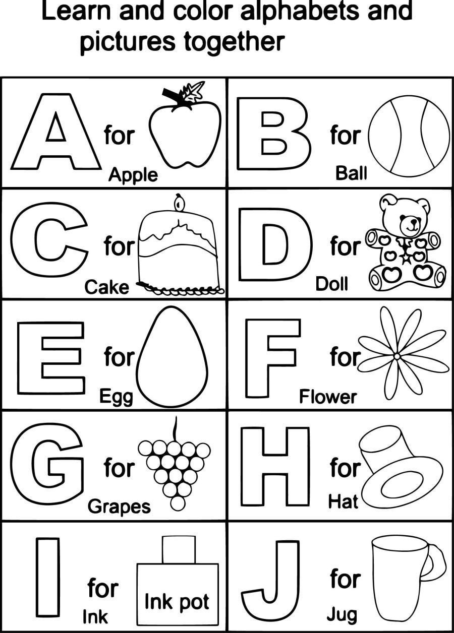 Abc Color Sheets For Kindergarten | Kindergarten Coloring for Alphabet Worksheets Coloring Pages