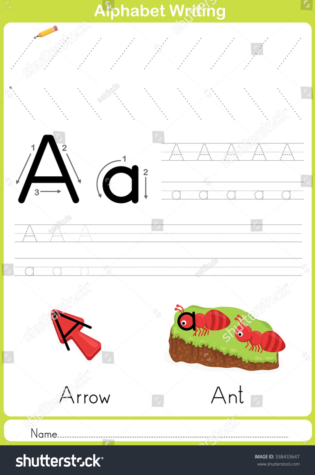 Alphabet Az Tracing Worksheet Exercises Kids Arkivvektor with Name Tracing Outline