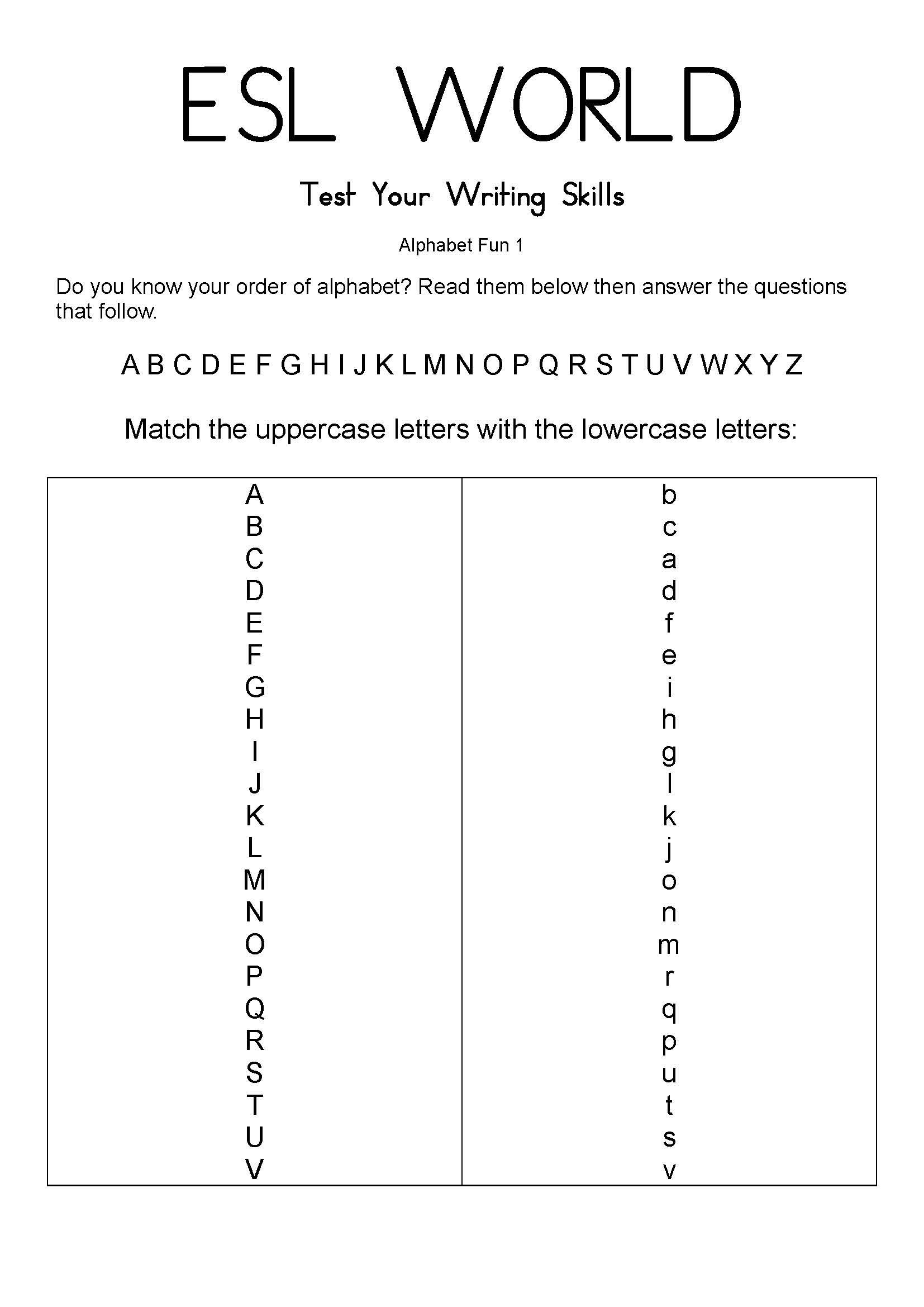 Alphabet Fun {Order} | Esl Lessons, Esl Teaching, Writing Skills inside Alphabet Worksheets Esl Adults