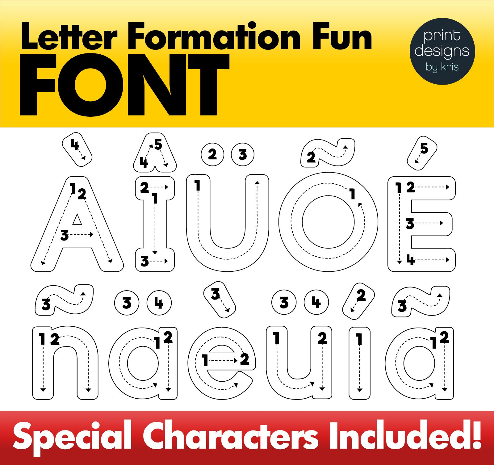 Alphabet Letter Tracing Font • Letter Formation Font in Alphabet Tracing Font