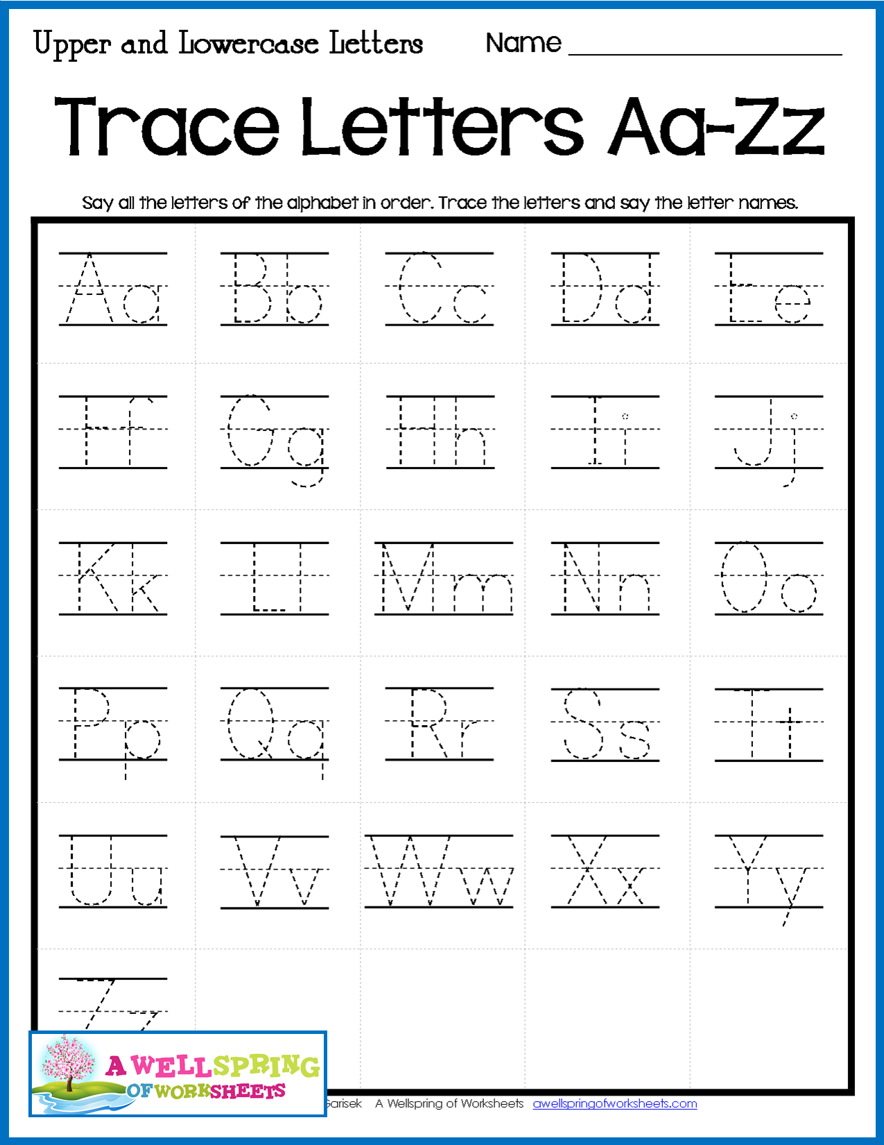 Alphabet Letter Tracing On Primary Writing Lines | Letter for Alphabet Worksheets 4 Lines