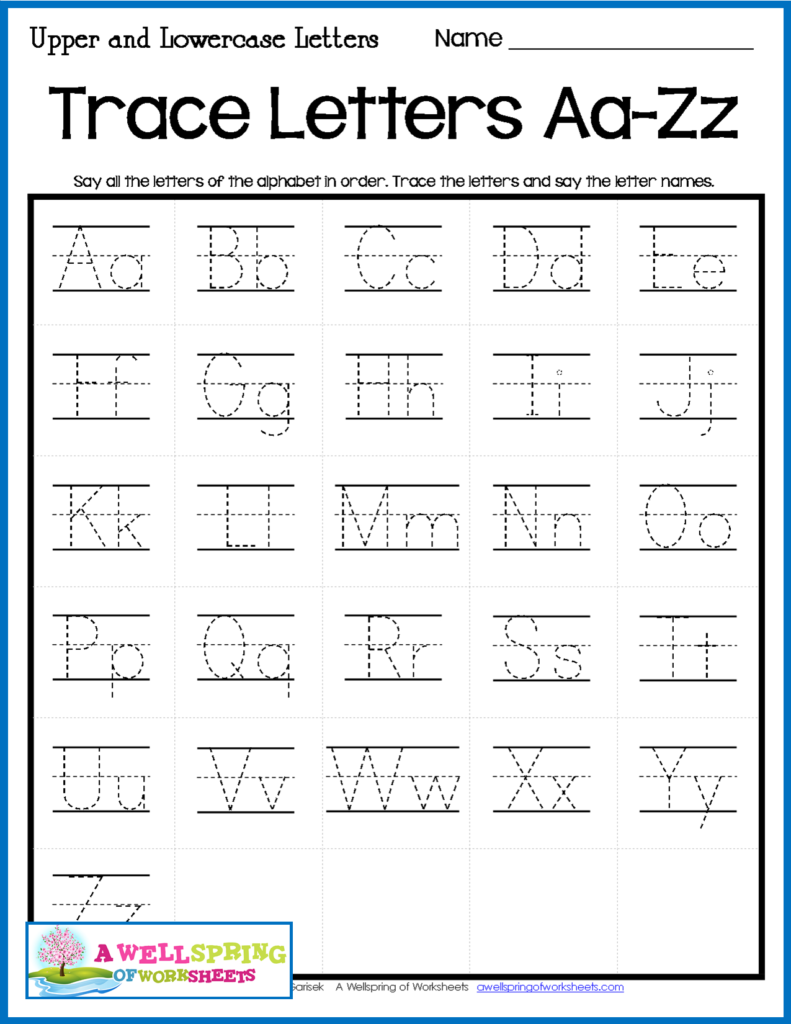 Alphabet Letter Tracing On Primary Writing Lines | Letter With Alphabet Tracing Chart